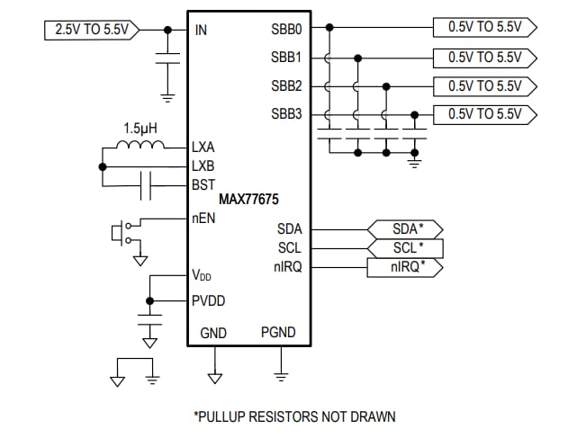 Schéma de principe - Analog Devices / Maxim Integrated pmic simo MAX77675